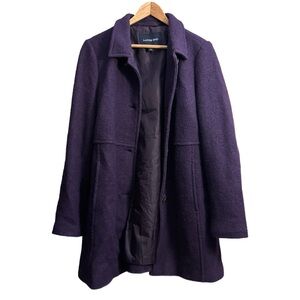 Lands' End Women's Purple Wool Blend Lined Button Up Coat Size 14